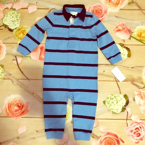 Ralph Lauren Other - Ralph Lauren Blue Rugby Striped Coverall-12months